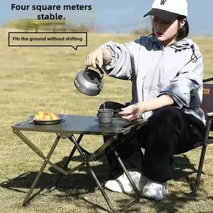 Portable Folding Table for Picnics, Lightweight Carbon Steel Outdoor Camping Table, Stable Tripod Base, Handle Included, Adult Use