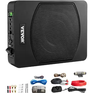 VEVOR 10 400W Underseat Car Subwoofer, Slim Powered Car Subwoofers Under The Seat, Low Profile Audio Sub Built - in Amplifier, High/Low Level Input Volume Controller for SUVs, Car, Truck, RVVEVOR Super Brand Day