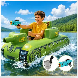 Motorized Inflatable Tank Boat with Electric Water Blaster, Rechargeable Battery, Pool Float Toy for Summer Water Battles and Outdoor Fun,Beach,Swimming pool,Gift of Father's Day