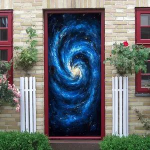 2pcs   Starry Sky Swirl Art Wall StickerNebula Blue Spiral Decorative Decal Living Room Bedroom Entrance Background Wall Self Adhesive Wallpaper Removable Waterproof PVC Material Home Renovation Mural