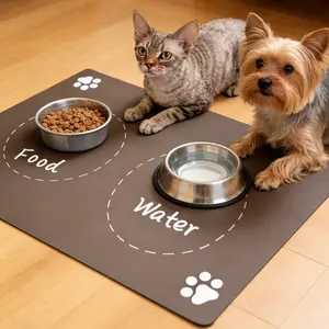 Pet Food Mat-Absorbent Dog Mat for Food and Water Bowl-No Stains Quick Dry Easy To Clean Nonslip Pet Feeding Mat