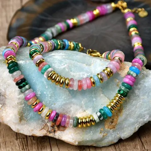 Colorful Beaded Necklace & Bracelet, Fashion Maximalist Jewelry for Party, Vintage Matching Jewelry Set, Trendy All-match & Exquisite Jewelry, Fashionable Jewelry Set
