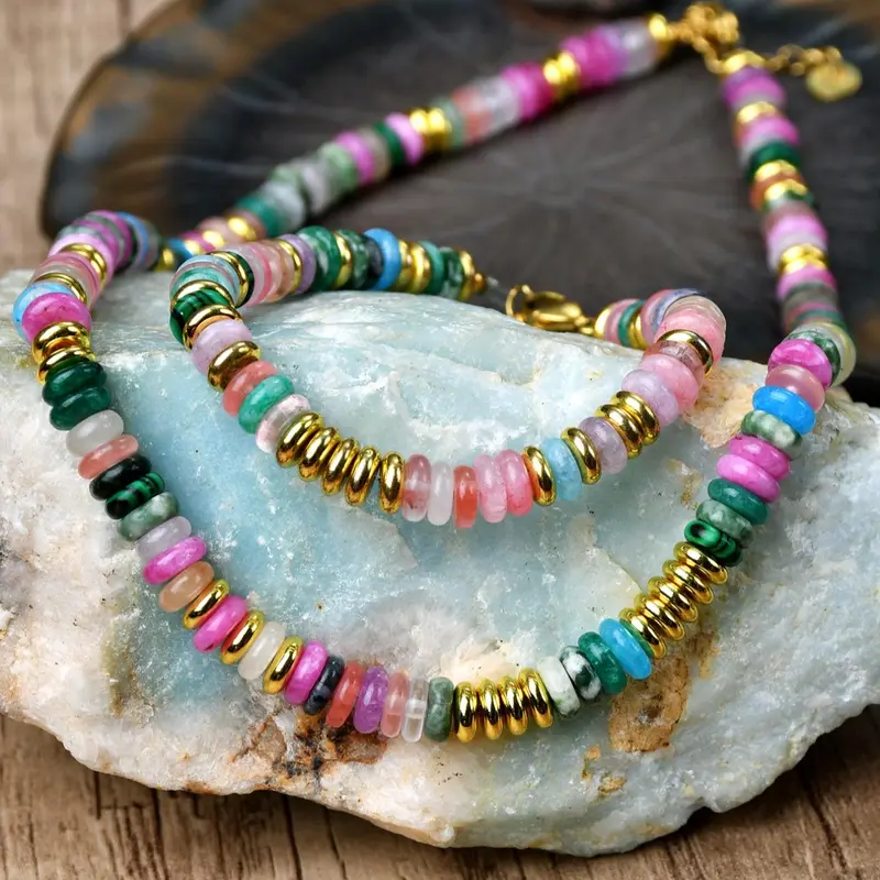 Colorful Beaded Necklace & Bracelet, Fashion Maximalist Jewelry for Party, Vintage Matching Jewelry Set, Trendy All-match & Exquisite Jewelry, Fashionable Jewelry Set