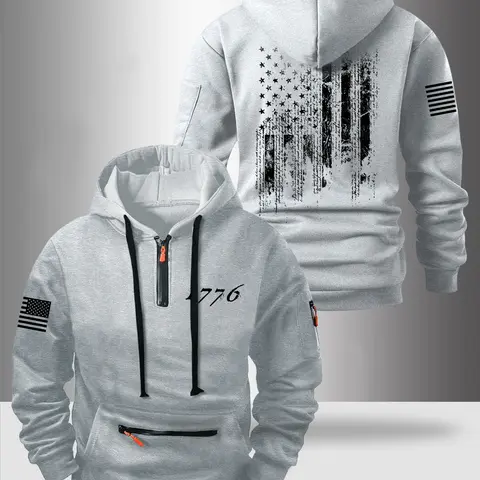 Casual Loose-Fit Pocket Thick Zip-Up Winter Hoodie, Comfortable Outdoor Wear for Men & Women