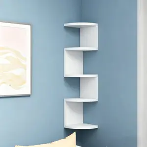 Wall-Mounted Corner Shelf, No-Drill Design, Multi-Layer Storage Organizer, Thickened Wood Plastic Board, Kitchen Bathroom Living Room