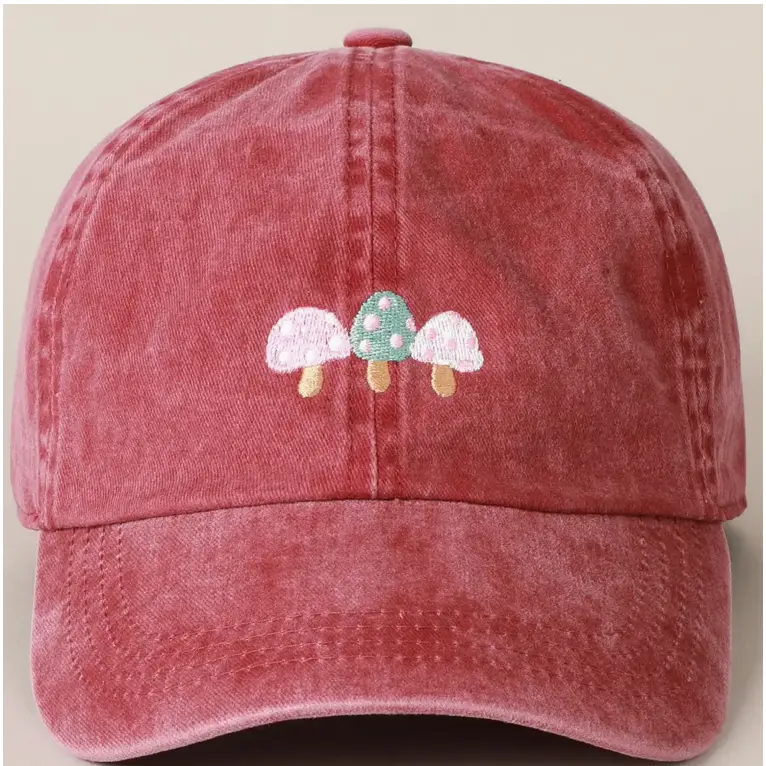 Embroidered Triple Mushroom Cap