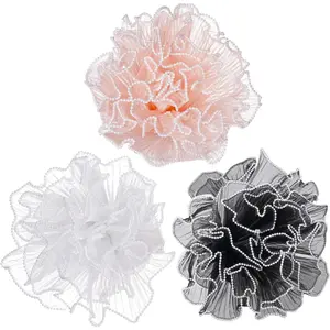 3 count 4.37 Yard Wrinkled Translucent Flower Wrapping Mesh Paper Edge Bouquet Packaging Paper for Mother's Day Valentine's Day Wedding Florist Supplies