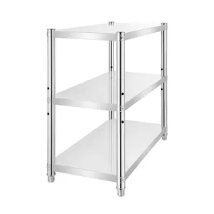 3-Tier Stainless Steel Storage Rack 201 Stainless Steel Heavy Duty 66lbs Capacity Multi-Purpose Organizer Shelf for Kitchen Bathroom Living Room Office