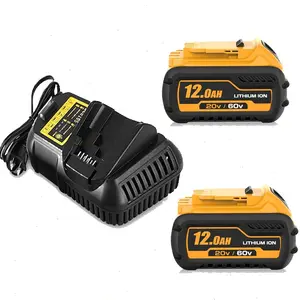 2 Pack 12Ah Replacement for 60-Volt Battery and DCB105 Charger Compatible with Dewalt 60V Batteries