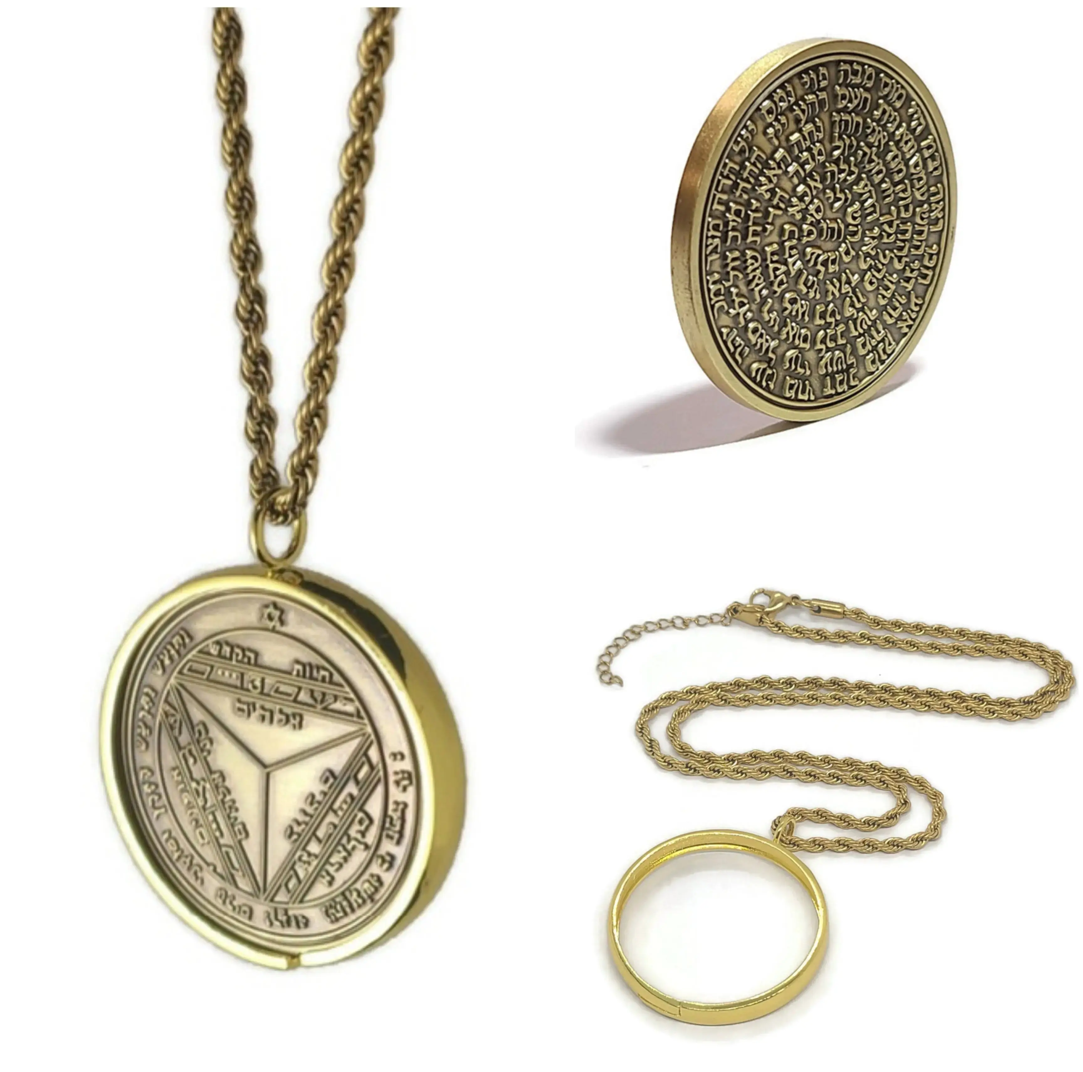Seventh Pentacle of Saturn Necklace - Protection & Binding Talisman Pendant with 72 Names of God
