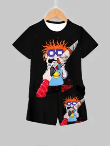 Luxury Dark Style | Kids Set, Chucky Crossover Print, Skin-friendly 2-Piece Set
