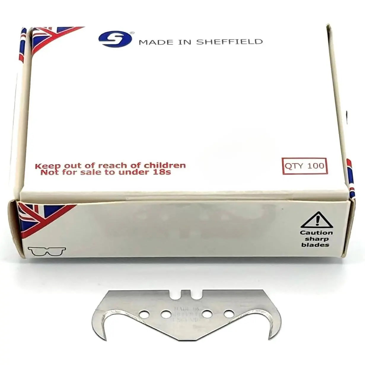 100-Pack Carbon Steel Interchangeable Trimming Blades - 4-Hole Double-Sided, 2-Notch with Super Big Hook, Replaceable Blade Tools Accessories for Roofing, Flooring