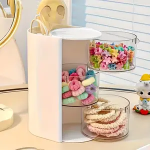 Rotating Multi-Layer Transparent Storage Box, Dustproof Plastic Organizer, Cosmetic Eyebrow Pencil Holder, Jewelry and Hair Accessories