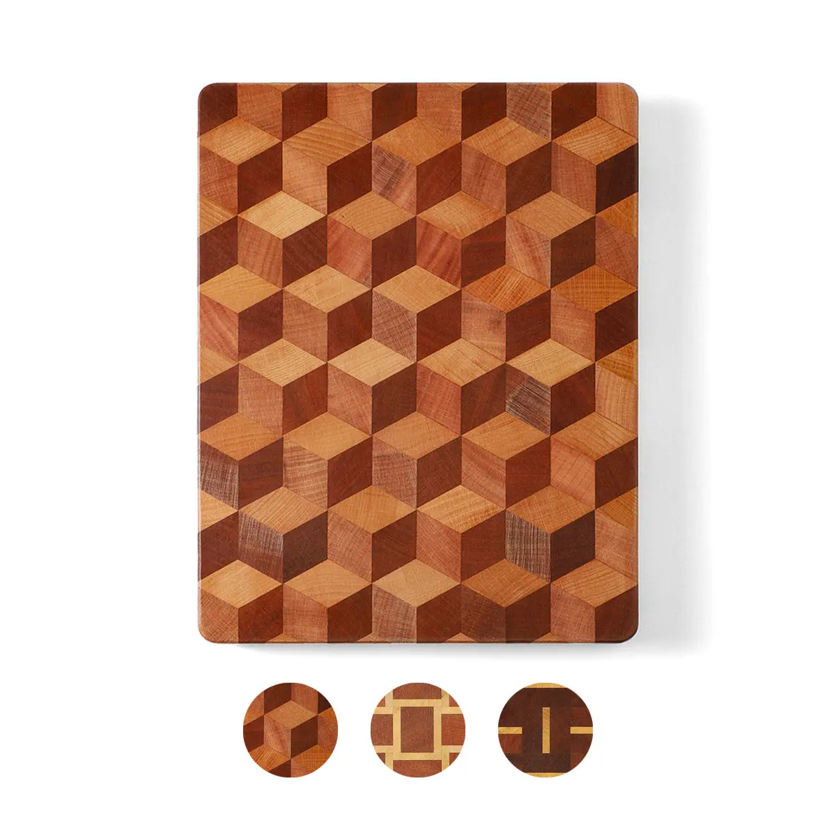 Handcrafted 3D Checkered Acacia Wood Chopping Board, Kitchen Decor for Kitchen Food Prep