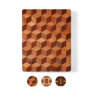 Handcrafted 3D Checkered Acacia Wood Cutting Board