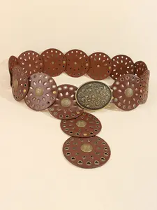 Women's Boho Faux Leather Belt, Hollow Out Design, Casual & Party Wear, All-Season Western Style Accessory, PU Leather Belts