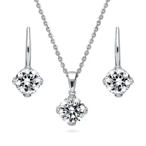 Solitaire 2ct/4ct CZ Set in Sterling Silver