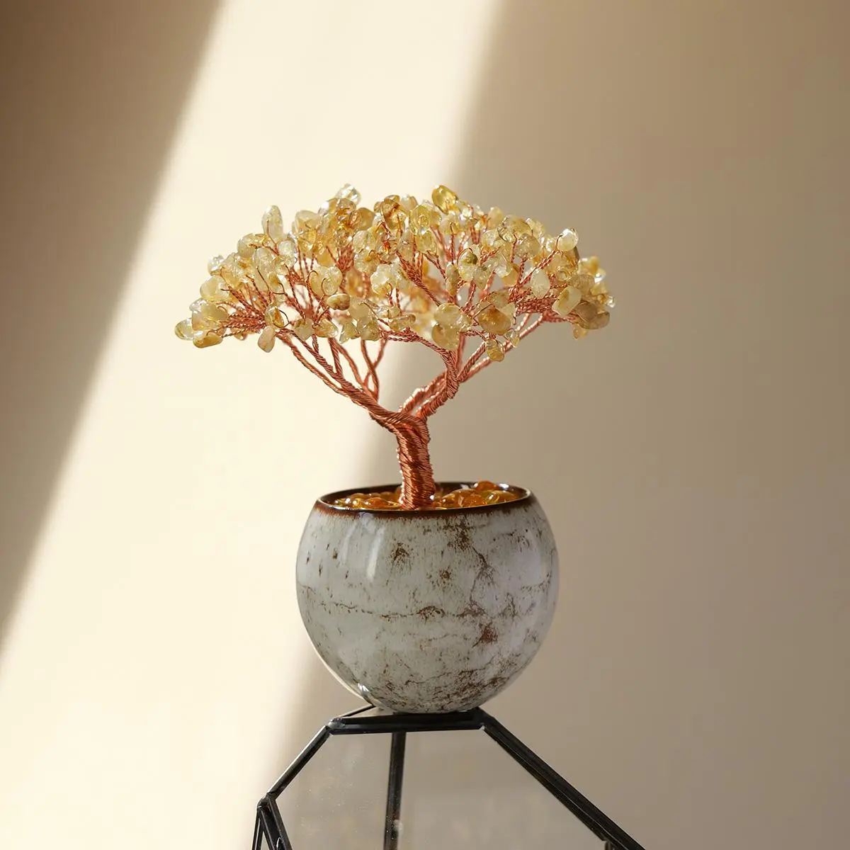 Natural Crystal Tree, Energy Stone Money Tree, Feng Shui Decor, Copper Wire Wrapped Tea Cup, Yoga Home Decor, Fruit, Artificial Indoor Decorative Fake Tree