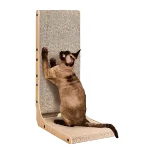 Cat Scratching Board, Cat Scratching Post, Cardboard Cat Scratching Board with Ball Toy, Large Vertical L-Shaped Cat Scratching Board Scratching Pad, Indoor Cat Toy,