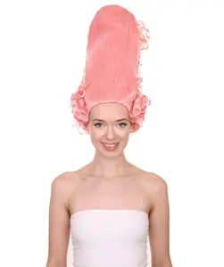 Adult Colonial Pink & White  Beehive Hairstyle Wig, Flame-Retardant Synthetic Fiber Wig
