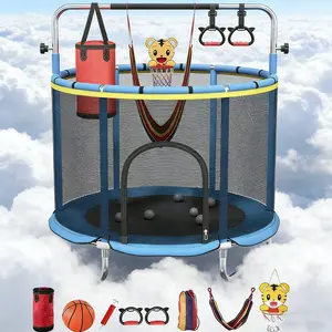 Toddler Trampoline with Toys, Indoor & Outdoor Trampoline for Kids with Enclosure, No-Gap Safety Design