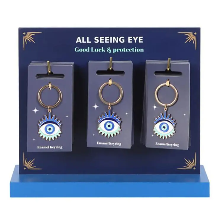 24 Wiccan All Seeing Eye Of Protection Keychain Charms With Display Stand Set