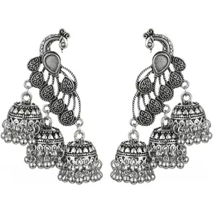 Tassel Drop Earrings Indian Ethnic Vintage Earring Peacock Statement Oxidized Antique Traditional Earring for Women Festival Boho Bohemian Bollywood Indian Jewelry Gift