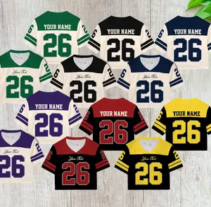 Personalized Crop Top Football Jersey Custom Color Football Team Jersey Crop Top Shirt Football Game Day Outfit For Football Girl Women Fan