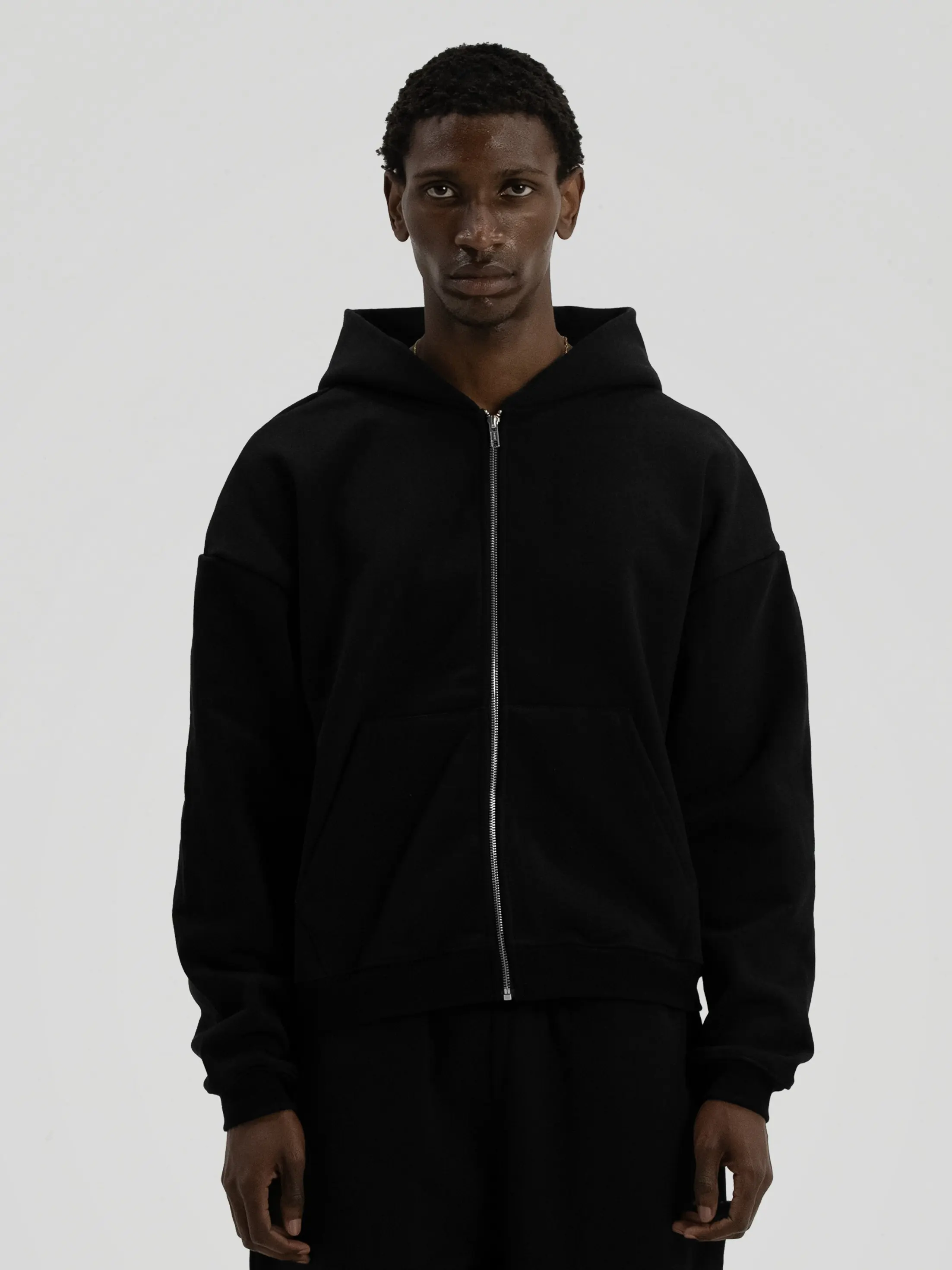 600 GSM 'Black' Zip-Up Hoodie