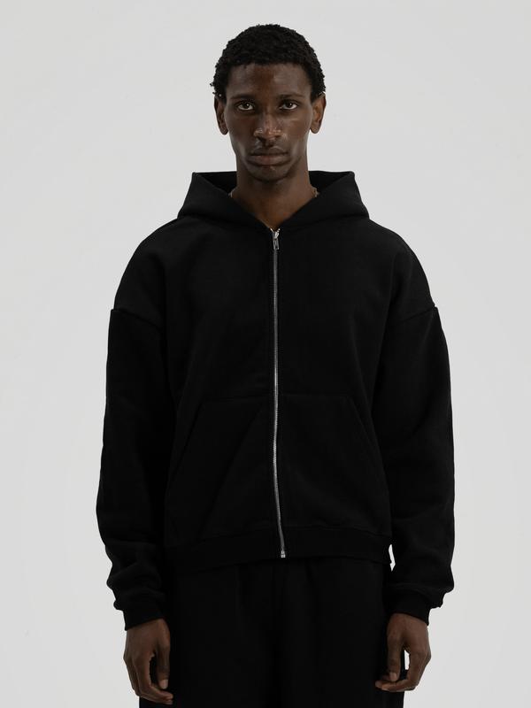 600 GSM 'Black' Zip-Up Hoodie