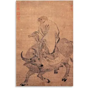 Lao Tzu Vintage Art Poster Chinese Taoist Art Poster (1) Canvas Posters And Prints Wall Art for Living Room Bedroom Decor 16x24inch(40x60cm)