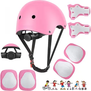Kids Bike Helmet Set Skateboard Knee Pads - Kids Helmet Elbow Pads Wrist Guards Adjustable for 3~10yrs Girl Boy Kids Protective Gear Set for Sport Cycling Bike Roller Skating Scooter