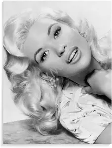 No Framed, American Actor Jayne Mansfield Black and White Poster