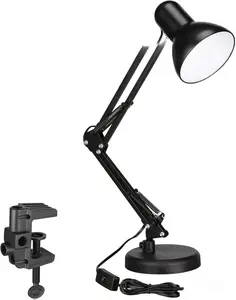 Adjustable Metal Desk Lamp with Clamp for Home Office, Swing Arm Architect-Style Table Light with Flexible Gooseneck, Stable Clip-On Design for Work Study Reading, E26 Base Task Lighting for Desks and Workstations