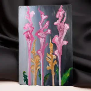 Handmade Abstract Floral Painting – Nature Art on Canvas (18x12 Inches)