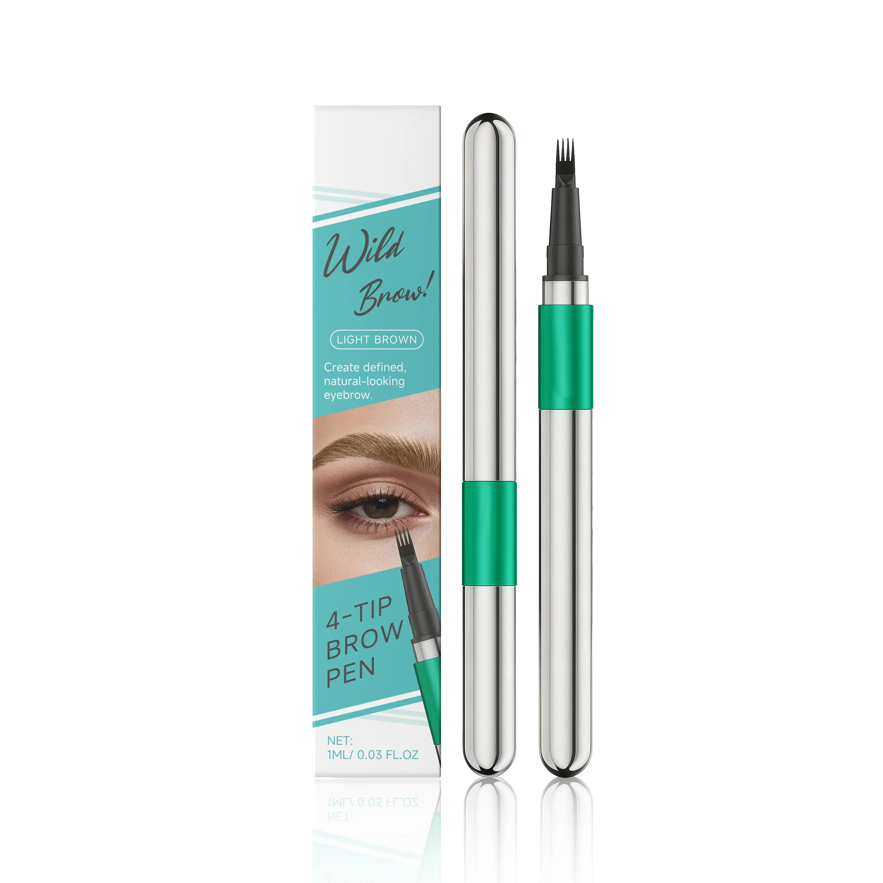 4-Prong Eyebrow Pencil for Beginners - Natural, Smudge-Proof, Flawless, Water-Proof, Lightweight, Smooth, Long-Lasting, All-Day Wear, Microbladed Effect for Sparse Brows (Long Wear Eyebrow Pencil)