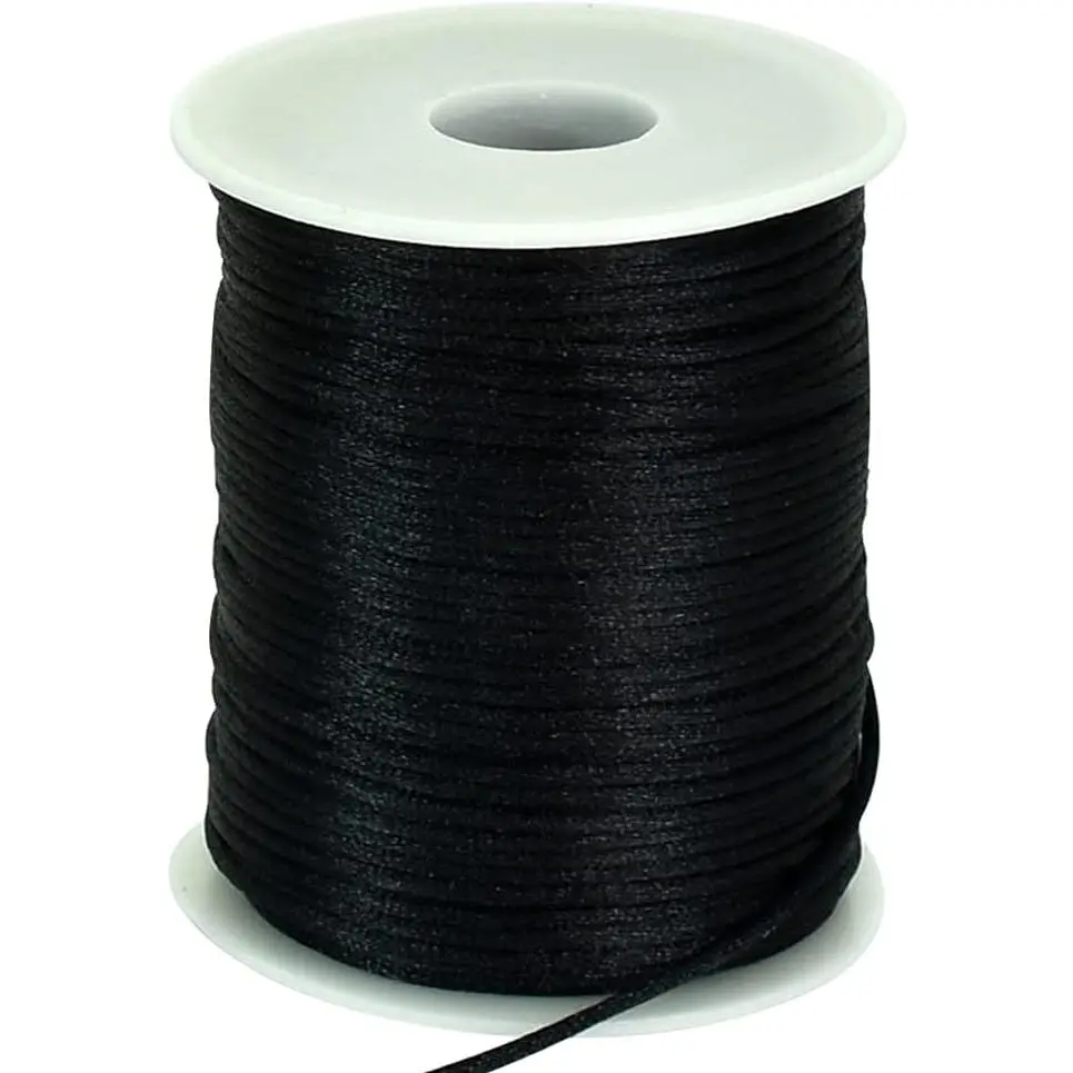 2mm x 110 Yards Black Nylon Cord Satin String for Bracelet  Making Rattail Macrame Trim Cord Necklace Bulk Beading Thread Kumihimo Chinese Knot Craft