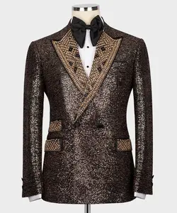 Handmade Bronze Baron Sequin Double-Breasted Tuxedo