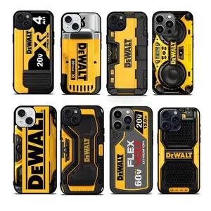 DeWalt 20V Battery iPhone Case Funny Power Tool Illusion Phone Cover Durable Yellow Graphic for iPhone 17 16 15 14 13 12 11 Pro Max Plus Shockproof Shell