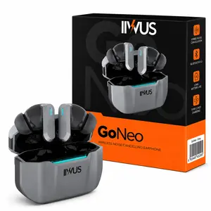 IIWUS Go Neo Grey  Wireless Earbuds Bluetooth 6.0 | Dual-MIC ANC Active Noise Cancelling | 45ms Low Latency | 26H Playtime