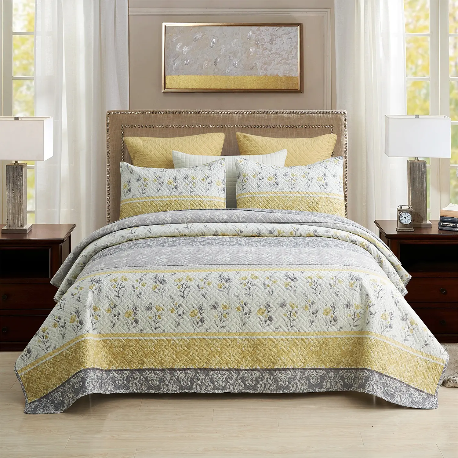 3-Piece Boho Quilt Set with 2 Pillow Shams | Reversible Microfiber Coverlet | Super Breathable Comfortable | Guest Room Bedroom Bedding 2026