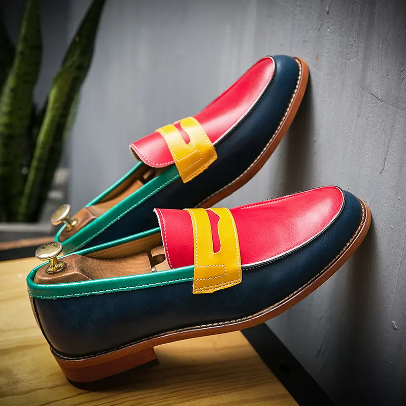 Men's Leather Loafers, Pointed-Toe Slip-On Dress Shoes, Low Top Formal Business Footwear for Office Wear, Leather Slip On, Low Top Loafers