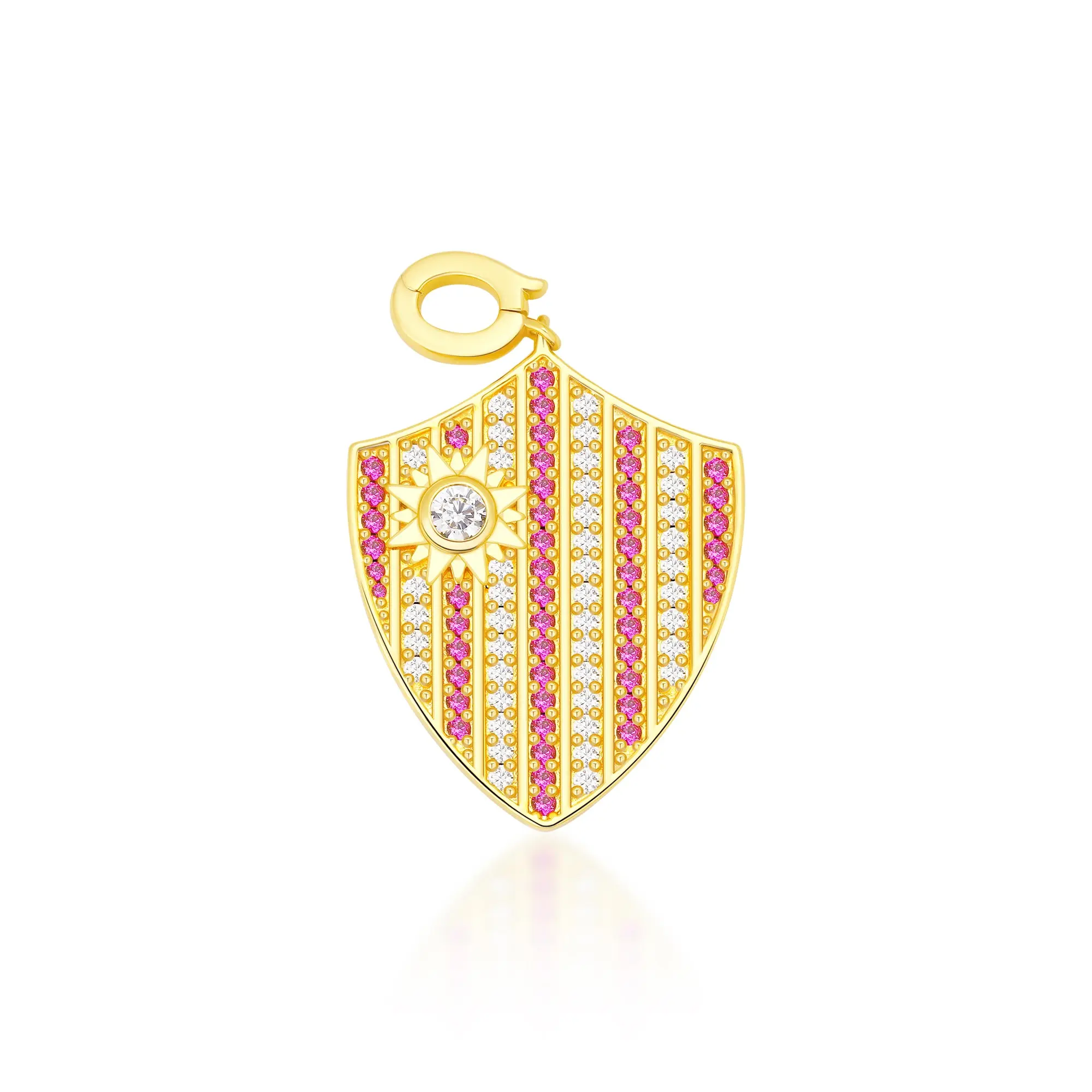 LOVE SHEILD CHARM PENDANT WITH CRYSTAL PAVE