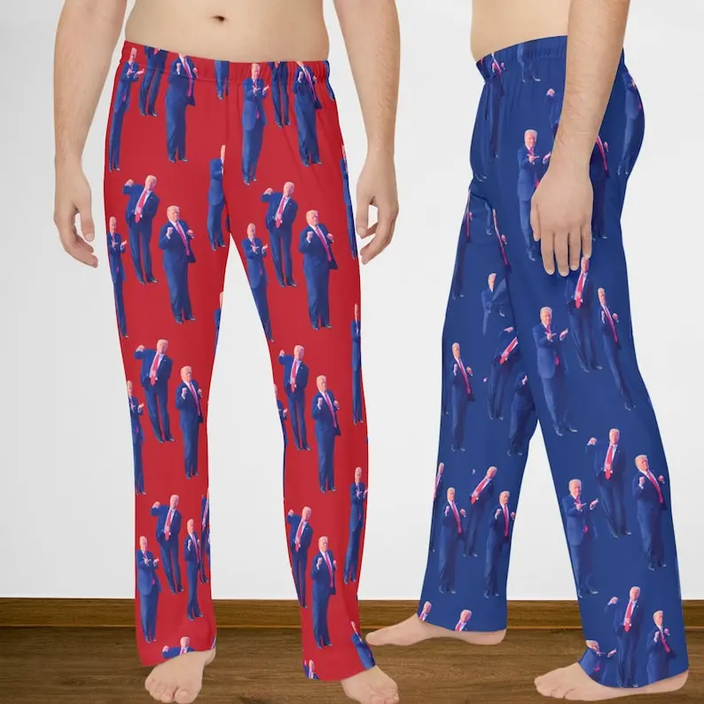 Dancing Trump Pajama Pants Custom Cozy Sleepwear, MAGA Political Gift for Supporters