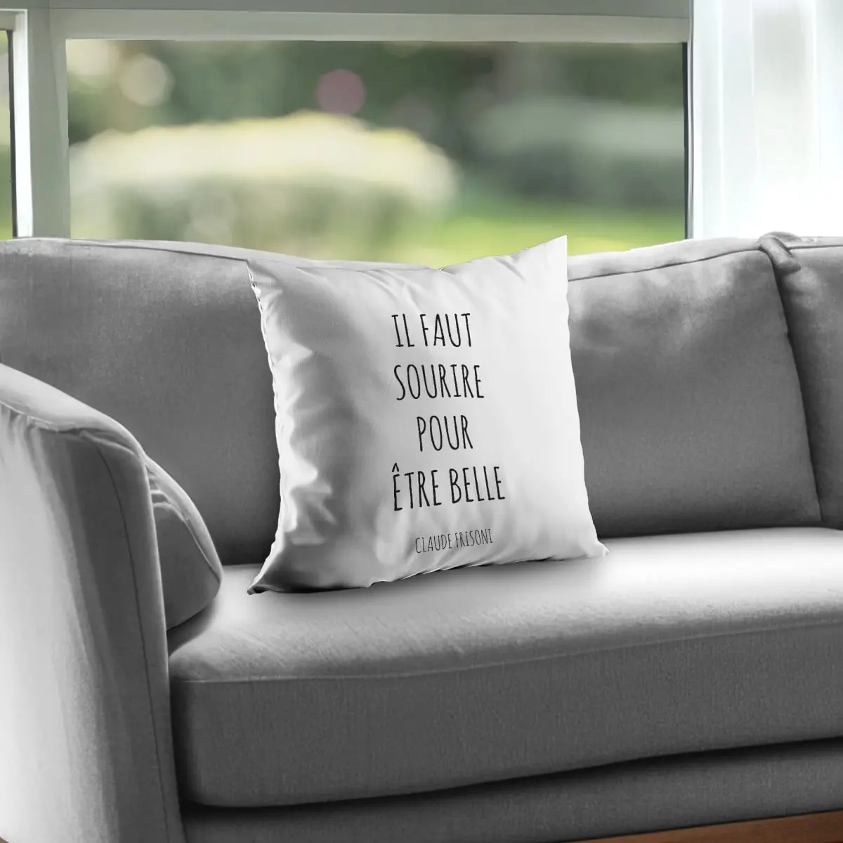 360 stand Poly Twill Padded Throw Pillow (Model C1PT16166L2MSD), 16x16 in, Sofa Cushion, Supportive, "You Must Smile for Beauty" Design, Bedroom Decorative Accessory, Padded Cushion, Supportive Cushion