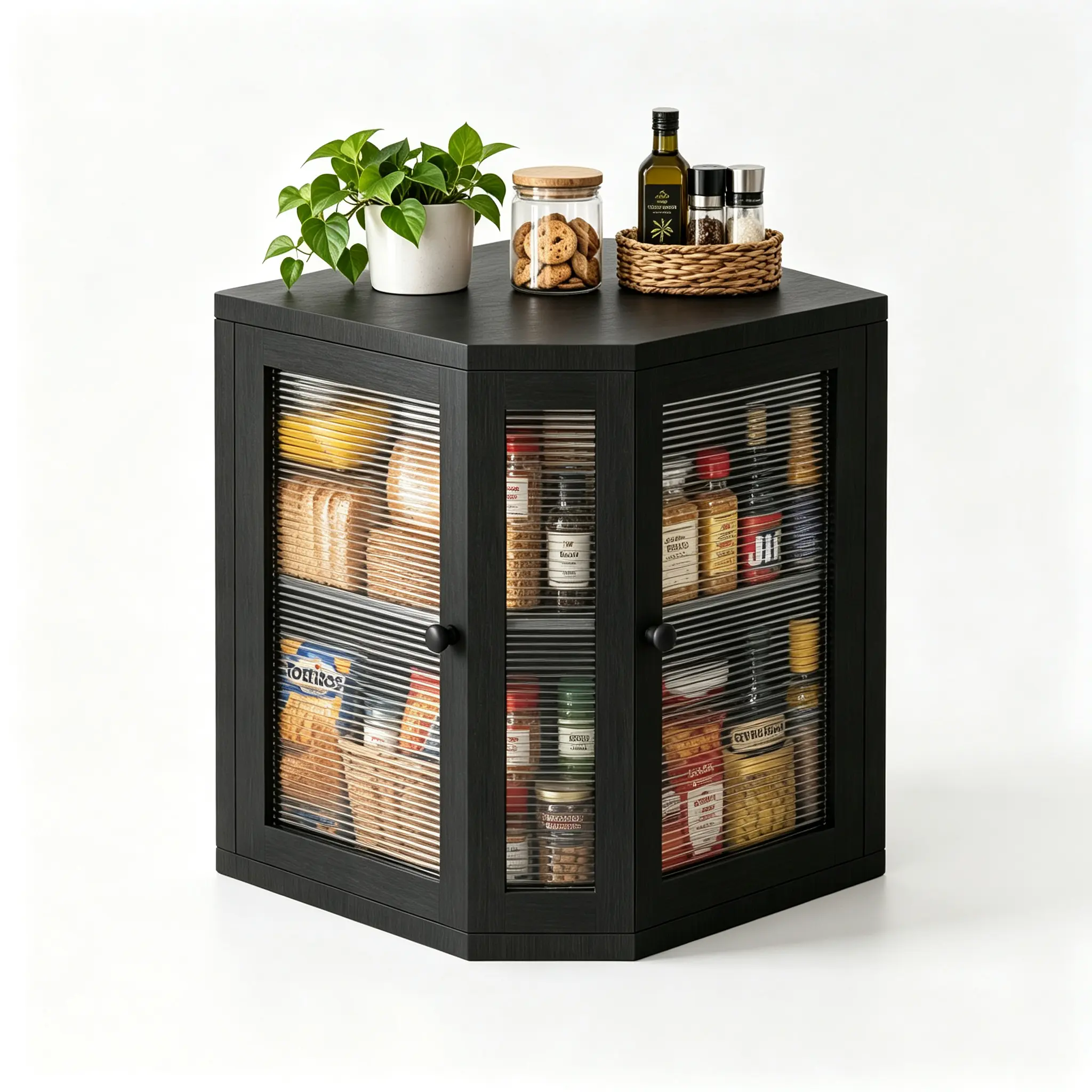 Bread Box with Double Doors & 2 Shelves, Airtight Bread Keeper for Kitchen Counter, Shatterproof Acrylic Doors, Natural Bamboo