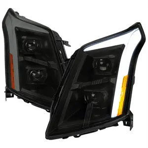 2010-2016 Cadillac SRX LED Projector Headlights w/ Switchback Sequential Turn Signal Bar (Matte Black Housing/Smoked Lens)