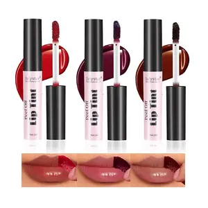 Peel Off Matte Lip Tint 3 Colors Long Lasting Lip Stain Peel Off Matte Tattoo Color Lip Gloss Waterproof Liquid Lipstick Non-Stick Cup Tinted Lip Stain (F, 3Pcs)