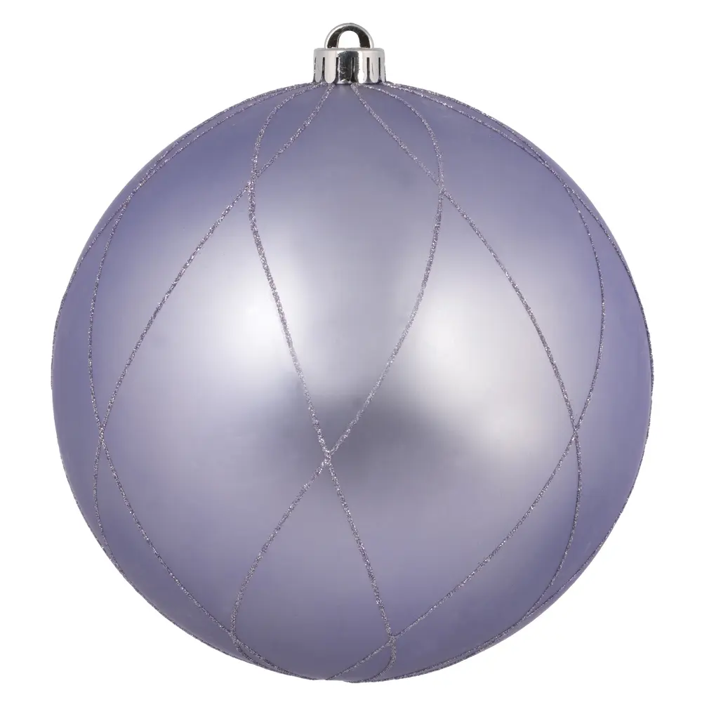 212 MAIN Plastic 8-in. Matte Glitter Swirl Ball Ornament, Lilac, Christmas Festive Home & Party Decoration