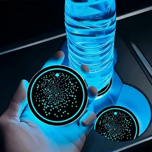 USB Luminous Car Coasters - Round Anti-Slip LED Light Cup Holder for Car Coaster, Rechargeable Waterproof Multifunctional Cup Holder Pad for Party Home Use, Car Accessories